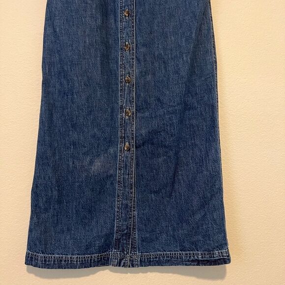 Vintage Denim 90s Streetwear Modest Classic Chic Button Down Maxi Skirt - Picture 3 of 7